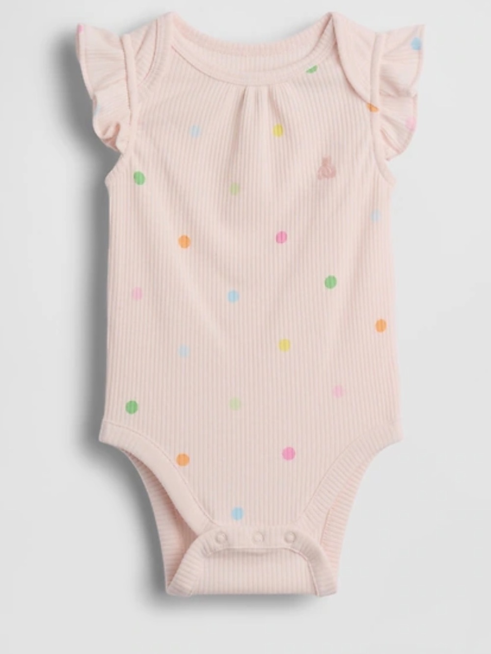 GAP Light Pink Ribbed Polka Dot Bodysuit